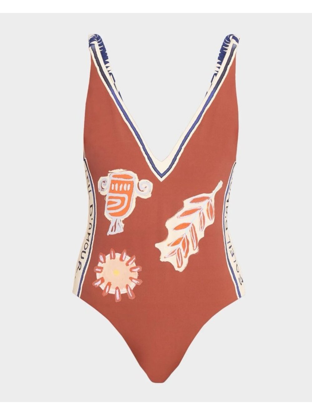 NWT Alemais Womens One Piece Swimsuit Rust Brown Sz XS Soleil D'amour V Neck
